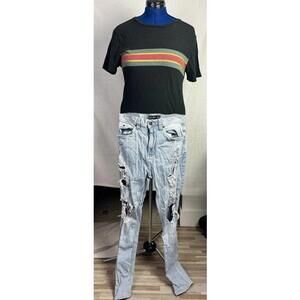 empyre light wash ripped skinny jeans distressed skate y2k grunge low rise denim